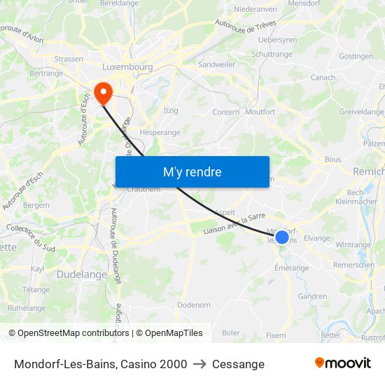 Mondorf-Les-Bains, Casino 2000 to Cessange map