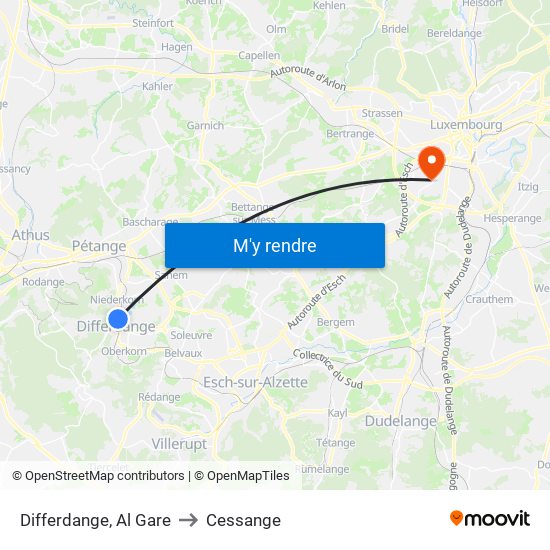 Differdange, Al Gare to Cessange map