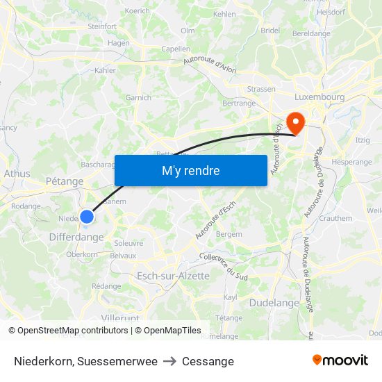 Niederkorn, Suessemerwee to Cessange map