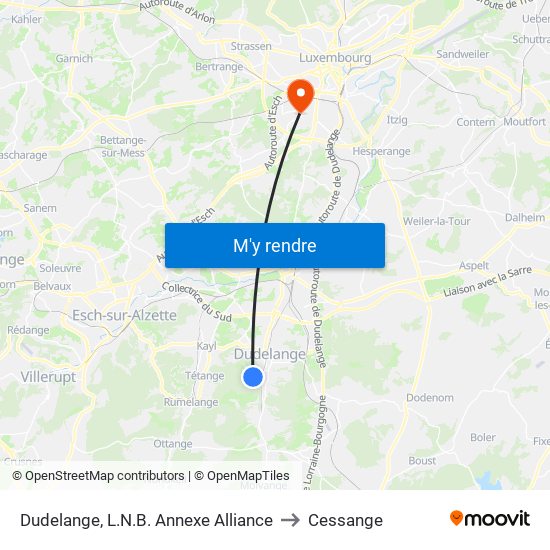 Dudelange, L.N.B. Annexe Alliance to Cessange map