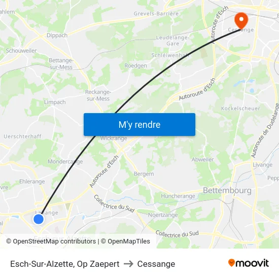Esch-Sur-Alzette, Op Zaepert to Cessange map