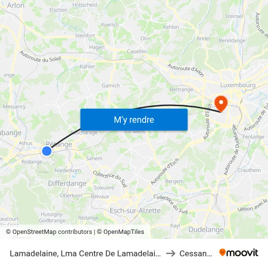 Lamadelaine, Lma Centre De Lamadelaine to Cessange map