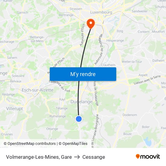 Volmerange-Les-Mines, Gare to Cessange map