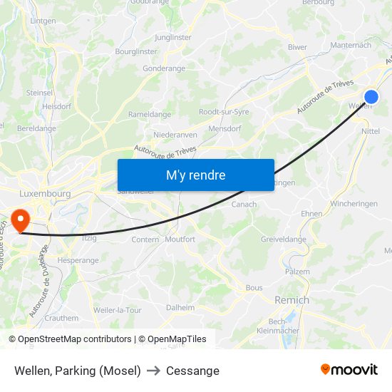 Wellen, Parking (Mosel) to Cessange map
