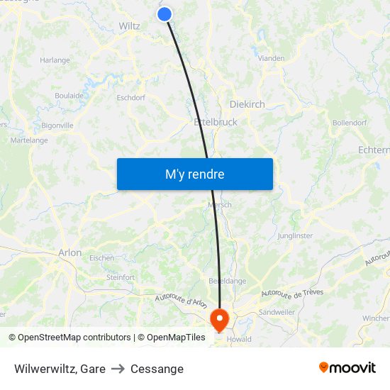 Wilwerwiltz, Gare to Cessange map