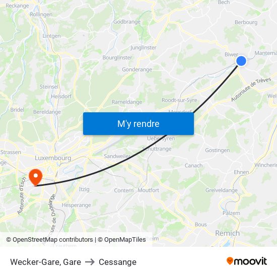 Wecker-Gare, Gare to Cessange map