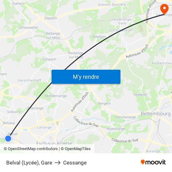 Belval (Lycée), Gare to Cessange map
