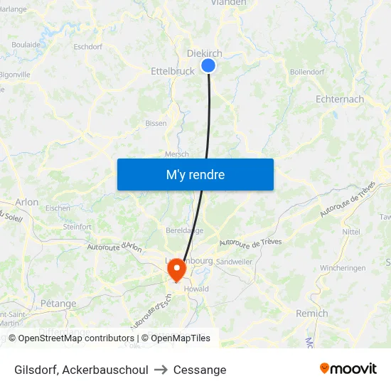Gilsdorf, Ackerbauschoul to Cessange map