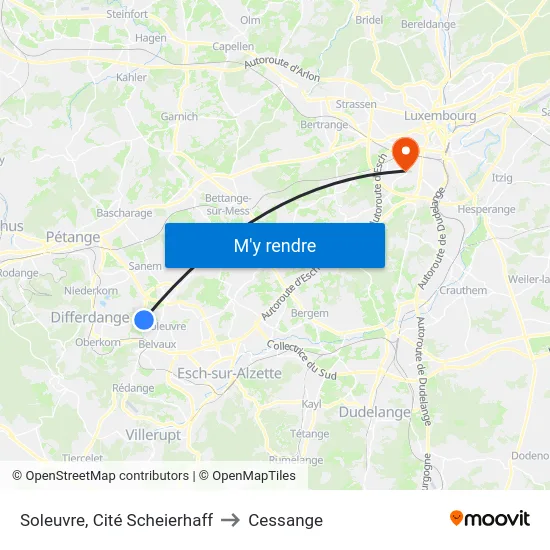 Soleuvre, Cité Scheierhaff to Cessange map