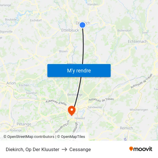 Diekirch, Op Der Kluuster to Cessange map