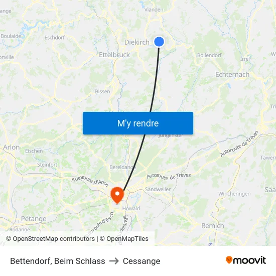 Bettendorf, Beim Schlass to Cessange map