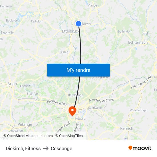 Diekirch, Fitness to Cessange map
