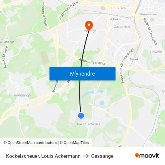 Kockelscheuer, Louis Ackermann to Cessange map