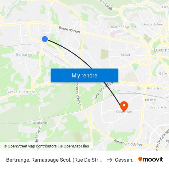 Bertrange, Ramassage Scol. (Rue De Strassen) to Cessange map