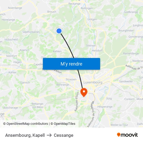 Ansembourg, Kapell to Cessange map