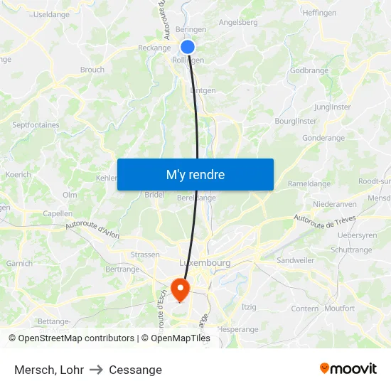 Mersch, Lohr to Cessange map
