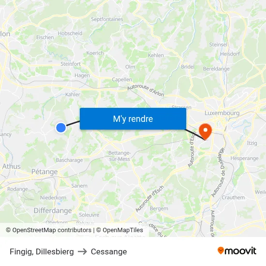 Fingig, Dillesbierg to Cessange map