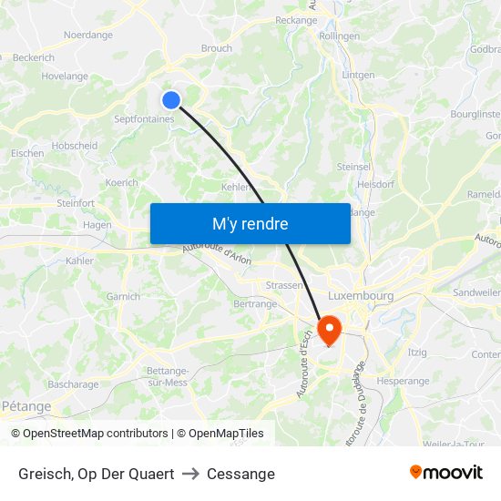 Greisch, Op Der Quaert to Cessange map