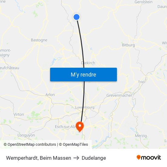 Wemperhardt, Beim Massen to Dudelange map