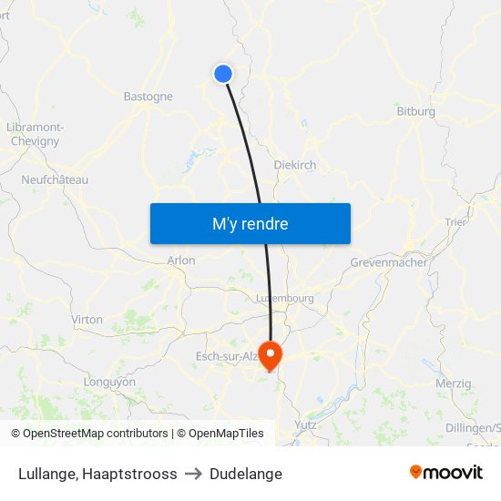 Lullange, Haaptstrooss to Dudelange map