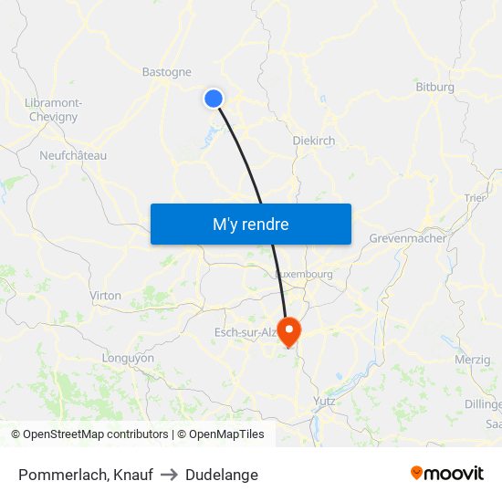 Pommerlach, Knauf to Dudelange map