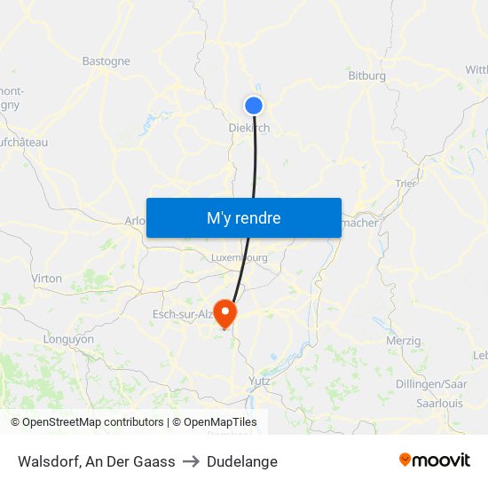 Walsdorf, An Der Gaass to Dudelange map