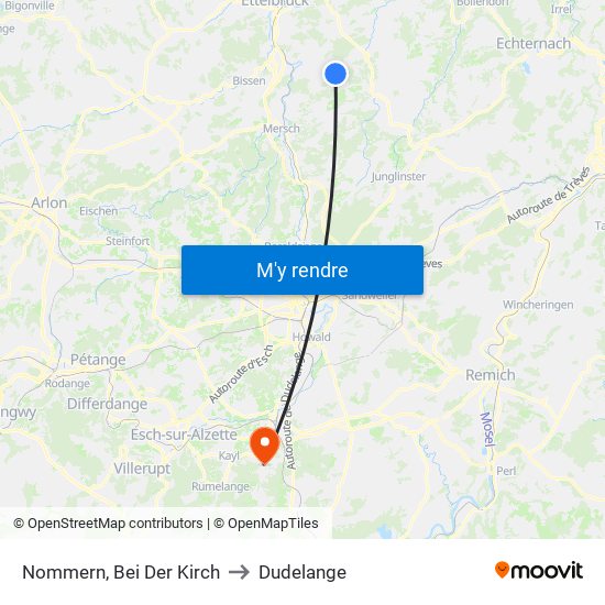 Nommern, Bei Der Kirch to Dudelange map