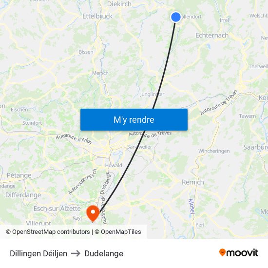 Dillingen Déiljen to Dudelange map