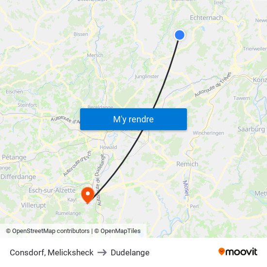 Consdorf, Melicksheck to Dudelange map