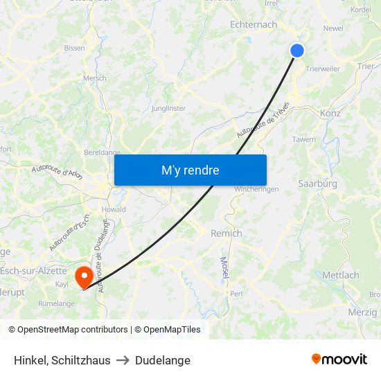 Hinkel, Schiltzhaus to Dudelange map