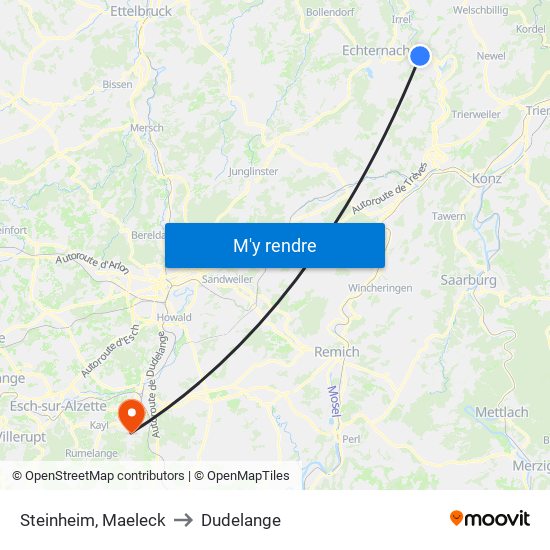 Steinheim, Maeleck to Dudelange map