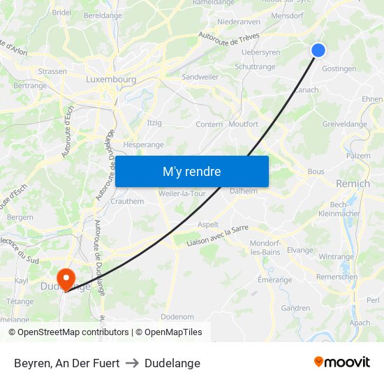 Beyren, An Der Fuert to Dudelange map