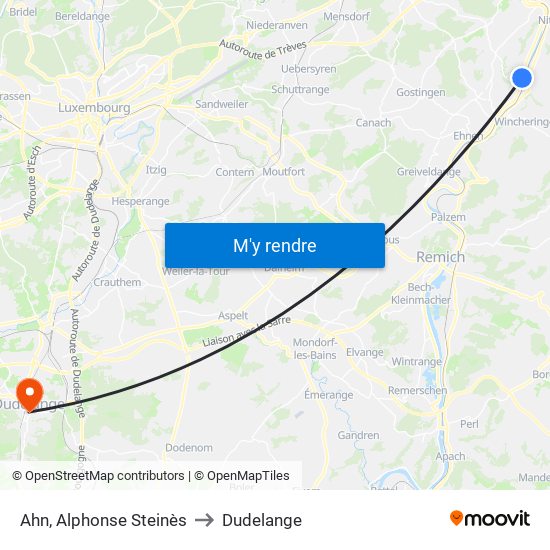 Ahn, Alphonse Steinès to Dudelange map