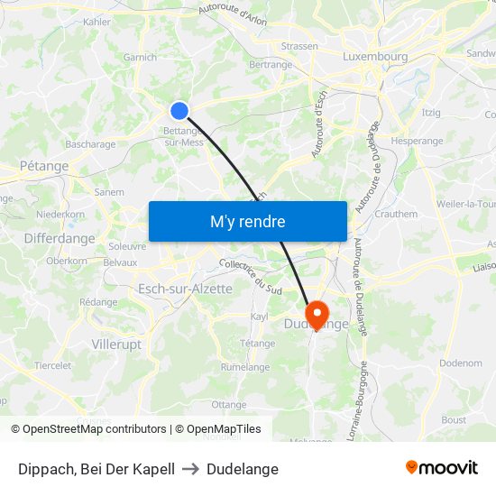 Dippach, Bei Der Kapell to Dudelange map