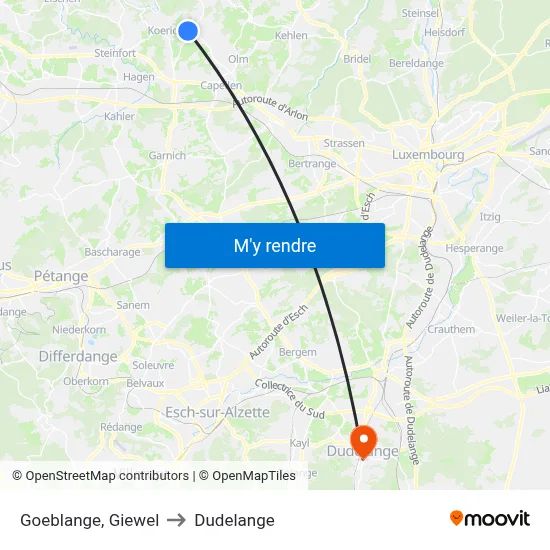 Goeblange, Giewel to Dudelange map
