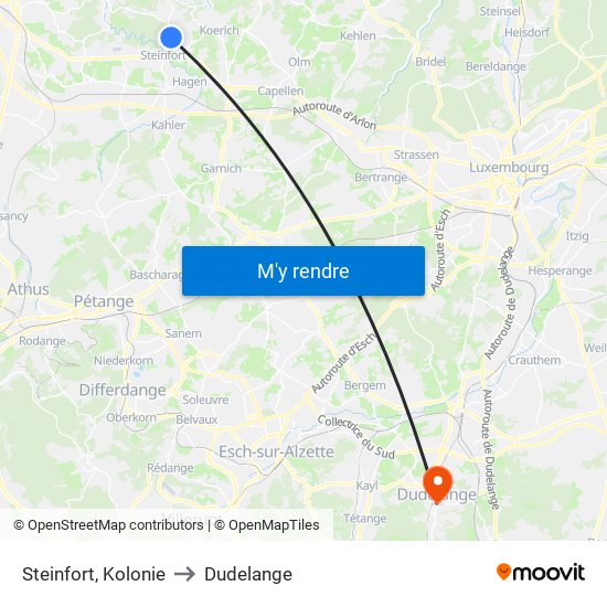 Steinfort, Kolonie to Dudelange map