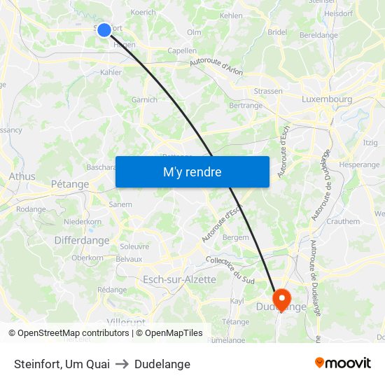 Steinfort, Um Quai to Dudelange map