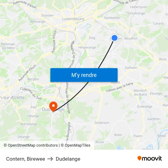 Contern, Birewee to Dudelange map