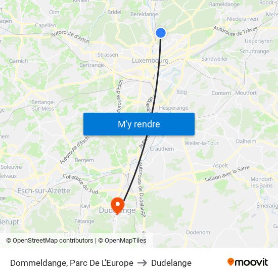 Dommeldange, Parc De L'Europe to Dudelange map