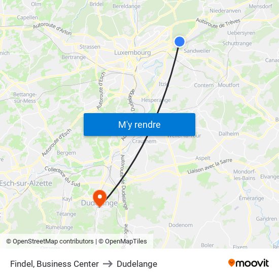 Findel, Business Center to Dudelange map