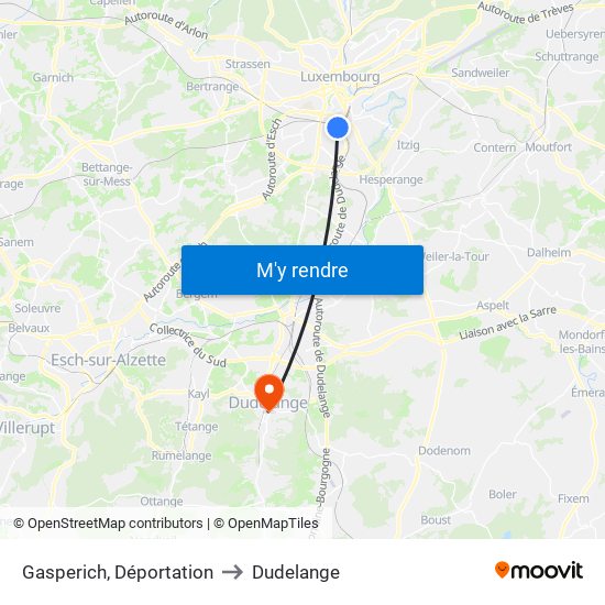 Gasperich, Déportation to Dudelange map