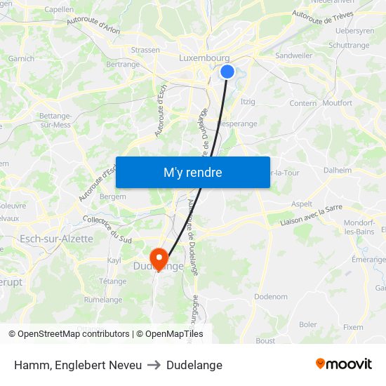 Hamm, Englebert Neveu to Dudelange map