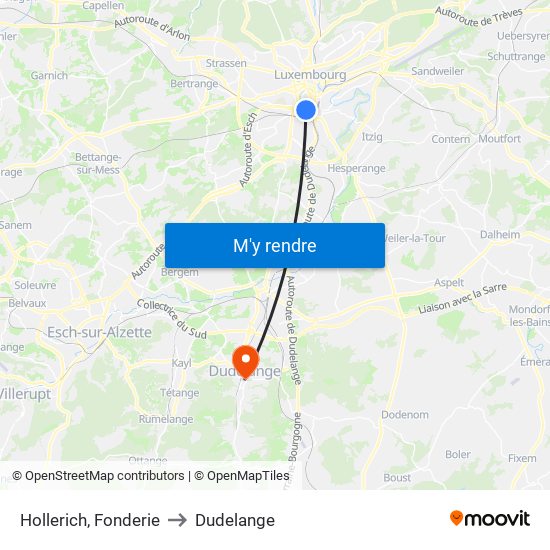 Hollerich, Fonderie to Dudelange map