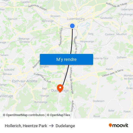 Hollerich, Heentze Park to Dudelange map