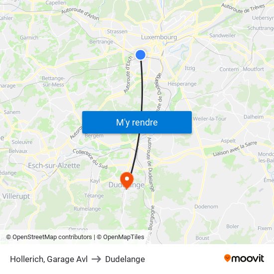 Hollerich, Garage Avl to Dudelange map