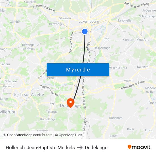 Hollerich, Jean-Baptiste Merkels to Dudelange map