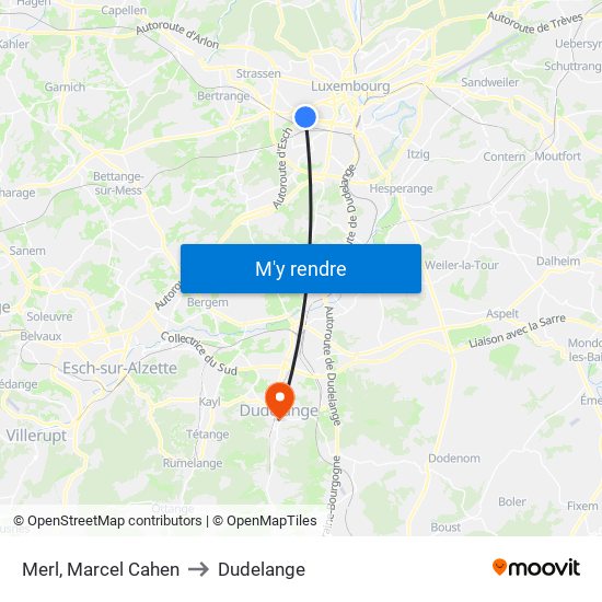 Merl, Marcel Cahen to Dudelange map