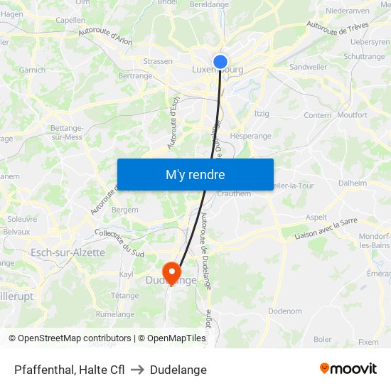 Pfaffenthal, Halte Cfl to Dudelange map