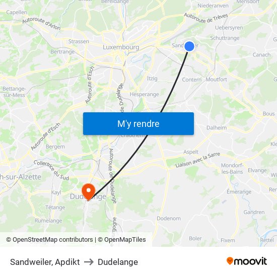 Sandweiler, Apdikt to Dudelange map