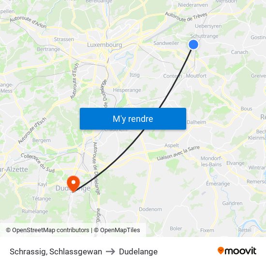 Schrassig, Schlassgewan to Dudelange map